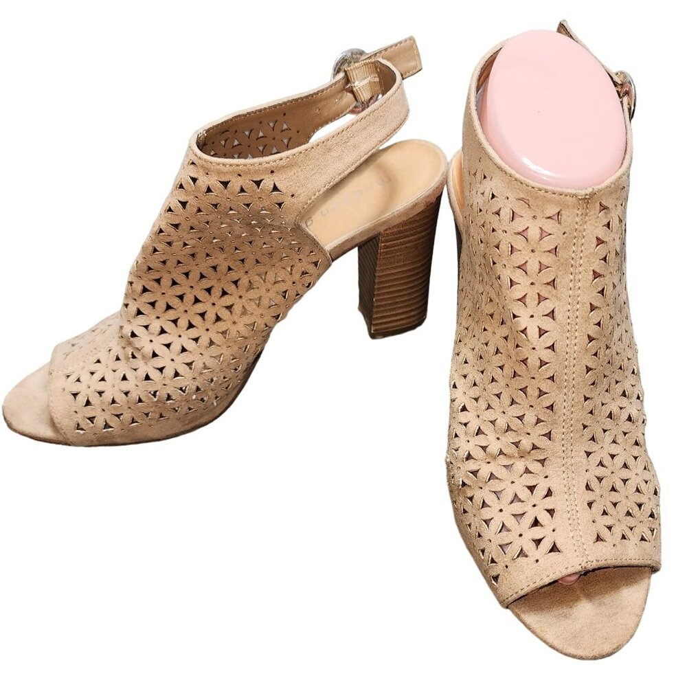 Madden Girl Women’s Beverrly Micro Heel Peep Toe Sandals Sand Sling Back 7/7.5